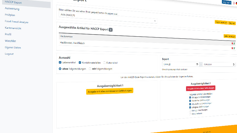 HACCP Export